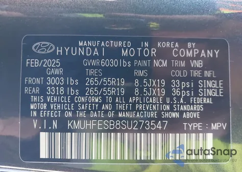 2025 Genesis Gv80 2.5T Standard Awd from USA, damaged, VIN KMUHFESB8SU273547